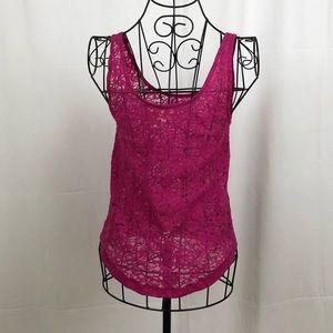 Kirra cranberry red lace knit tank top XS